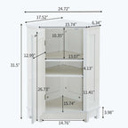 Meuble d'angle triangulaire pour salle de bain avec étagère