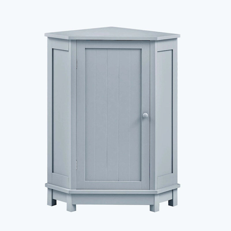 Meuble d'angle triangulaire pour salle de bain avec étagère
