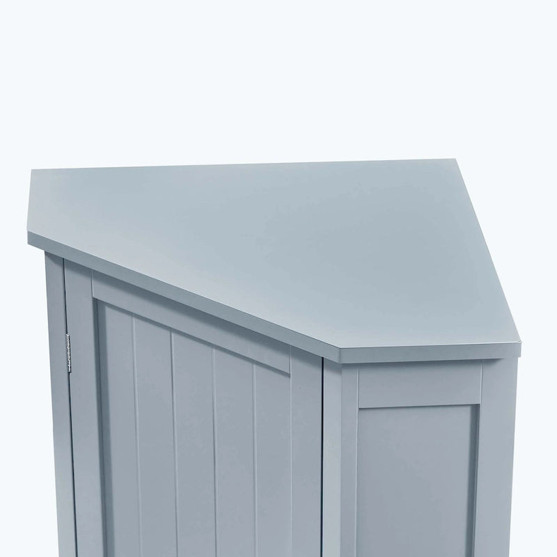 Meuble d'angle triangulaire pour salle de bain avec étagère