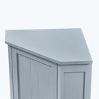 Meuble d'angle triangulaire pour salle de bain avec étagère