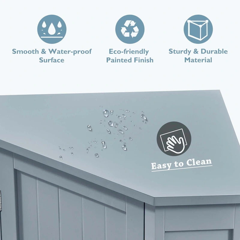 Meuble d'angle triangulaire pour salle de bain avec étagère