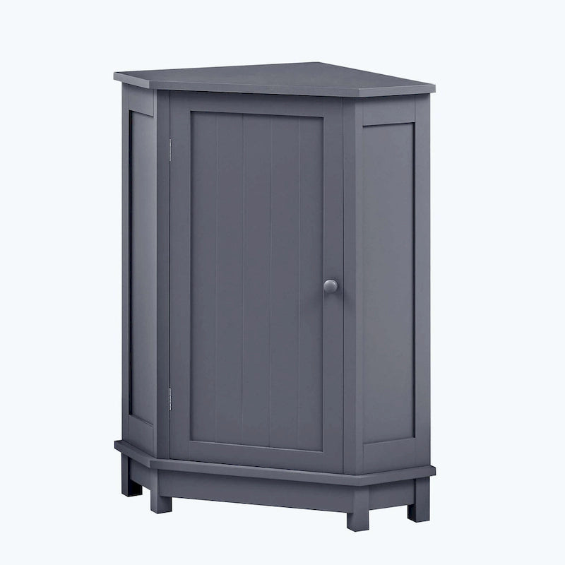 Meuble d'angle triangulaire pour salle de bain avec étagère