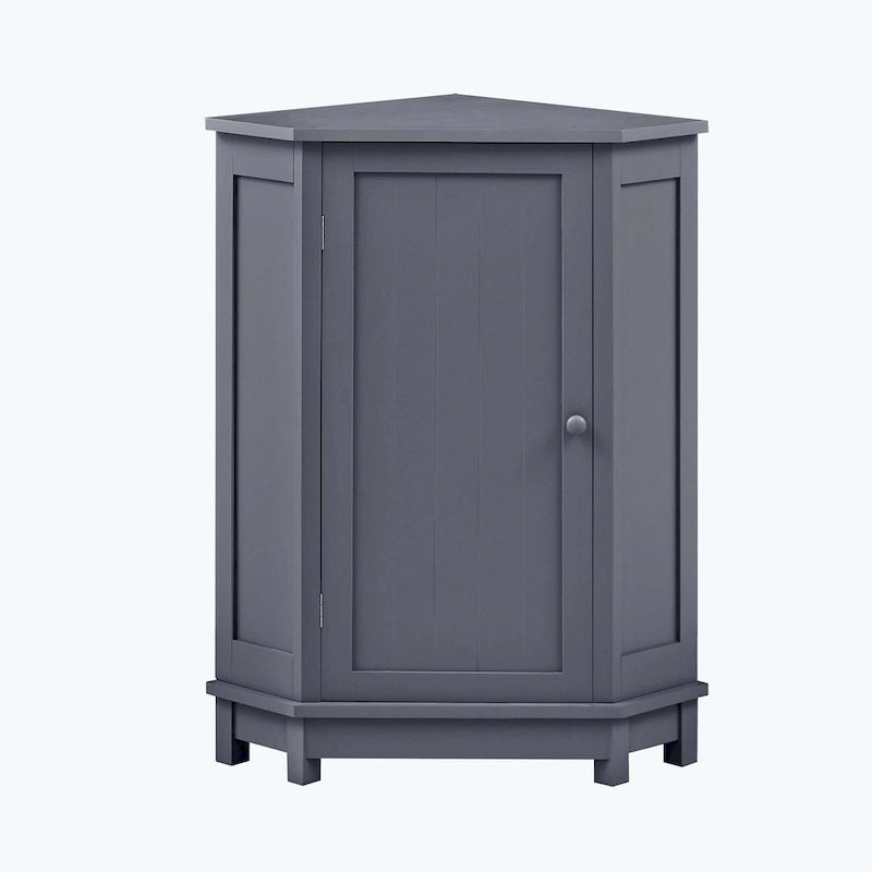 Meuble d'angle triangulaire pour salle de bain avec étagère
