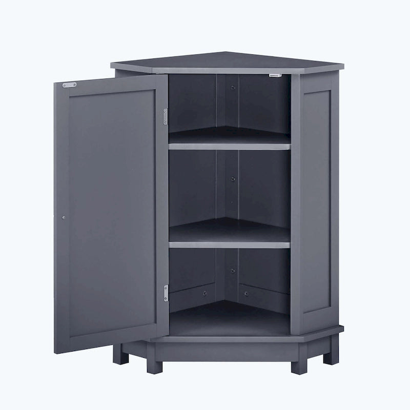 Meuble d'angle triangulaire pour salle de bain avec étagère