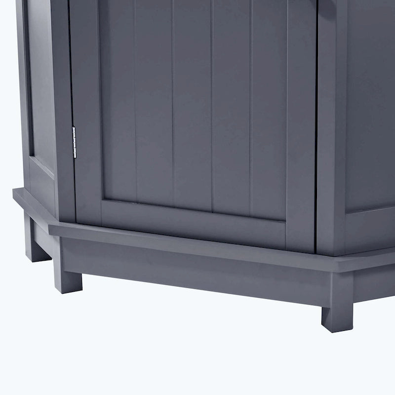 Meuble d'angle triangulaire pour salle de bain avec étagère