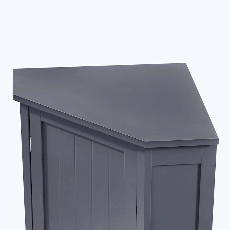 Meuble d'angle triangulaire pour salle de bain avec étagère