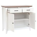 Buffet en bois blanc à 2 tiroirs et 2 portes - 83,3 cm (H) x 91 cm (L) x 40 cm (P)