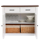 Buffet en bois blanc à 2 tiroirs et 2 portes - 83,3 cm (H) x 91 cm (L) x 40 cm (P)