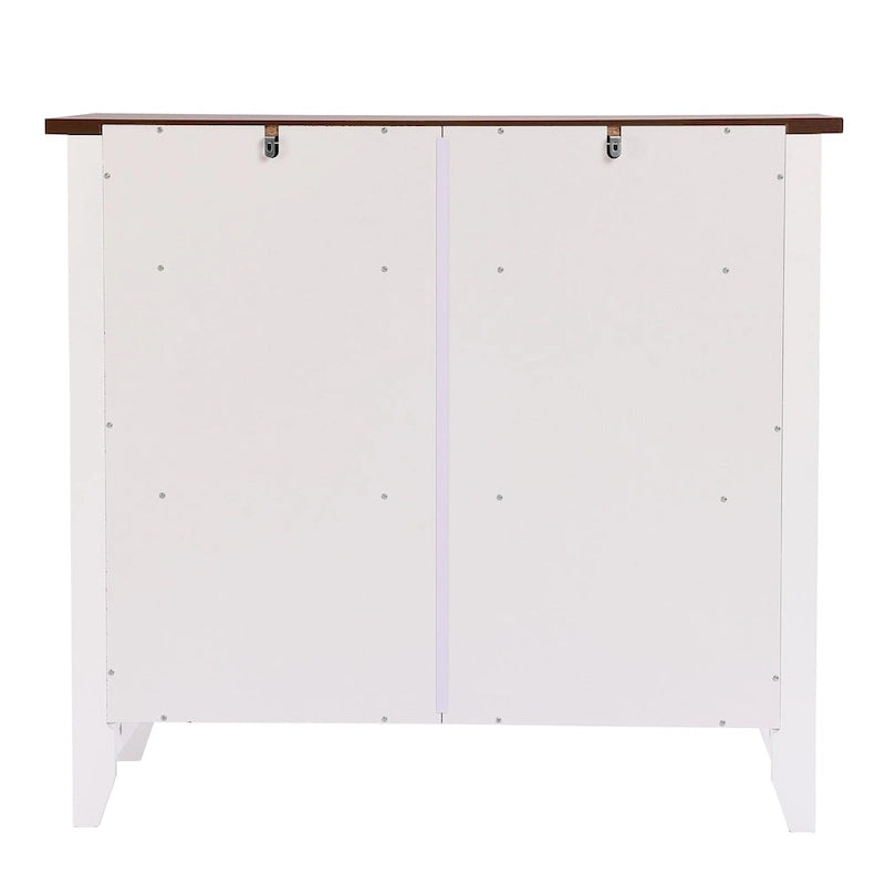 Buffet en bois blanc à 2 tiroirs et 2 portes - 83,3 cm (H) x 91 cm (L) x 40 cm (P)