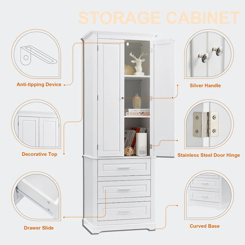 Armoire de rangement haute à trois tiroirs