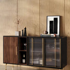 Buffet moderne du milieu du siècle 55.12, meuble à 3 portes, structure en bois massif multicouche, placage noyer, entièrement assemblé - 55.12