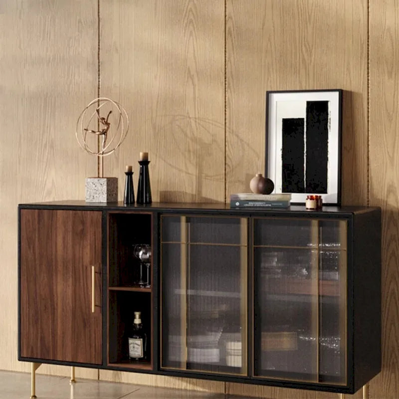 Buffet moderne du milieu du siècle 55.12, meuble à 3 portes, structure en bois massif multicouche, placage noyer, entièrement assemblé - 55.12