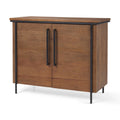 Maddox Medium Brown Solid Wood w/ Black Iron Frame & 2 Door Accent Cabinet