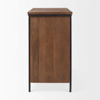 Meuble d'appoint Maddox en bois massif brun moyen avec cadre en fer noir et 2 portes