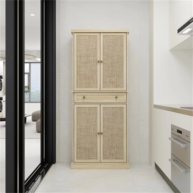 4 Door Cabinet with 1 Drawer, with 4 Adjustable Inner Shelves, Storage Cabinet