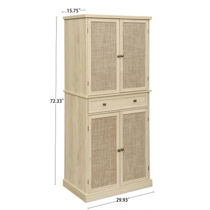 Armoire à 4 portes avec 1 tiroir et 4 étagères intérieures réglables, meuble de rangement