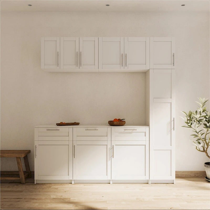 Armoire de rangement murale empilable en bois, blanche