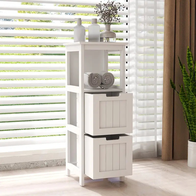 2-Drawer Bathroom Floor Cabinet, Storage Organizer Rack Stand