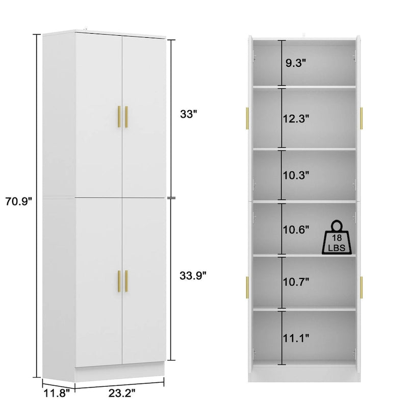 Buffet de rangement de 70,9 cm de haut avec étagère réglable