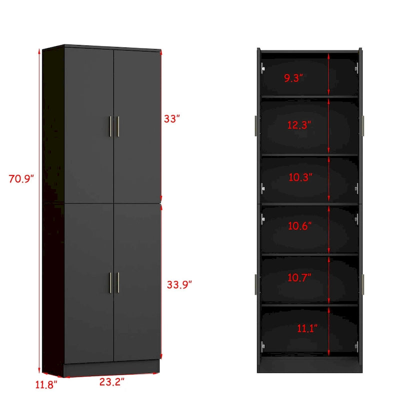 Buffet de rangement de 70,9 cm de haut avec étagère réglable