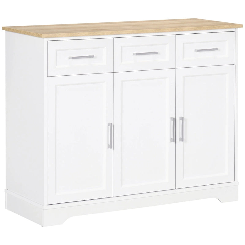 Buffet de cuisine moderne HOMCOM avec de nombreux rangements, 3 tiroirs, placards et étagère réglable
