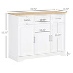Buffet de cuisine moderne HOMCOM avec de nombreux rangements, 3 tiroirs, placards et étagère réglable