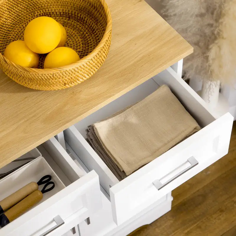 Buffet de cuisine moderne HOMCOM avec de nombreux rangements, 3 tiroirs, placards et étagère réglable