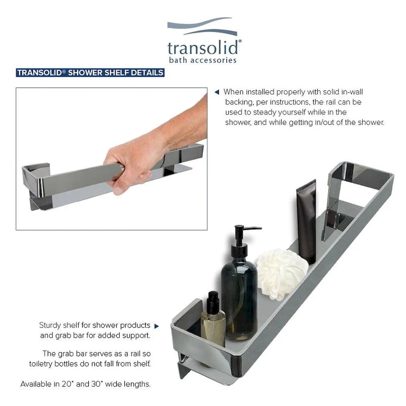 Transolid JGBS20 Jocelyn Étagère barre d'appui 20 po - 20 x 4 x 3