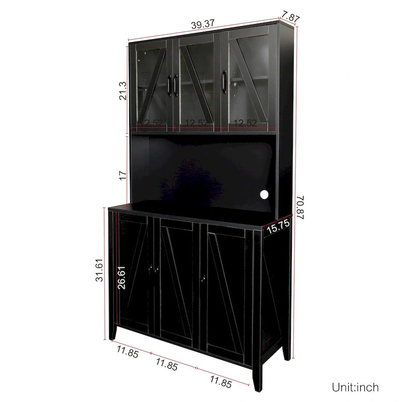 Armoire de rangement pour garde-manger avec portes vitrées - Non applicable