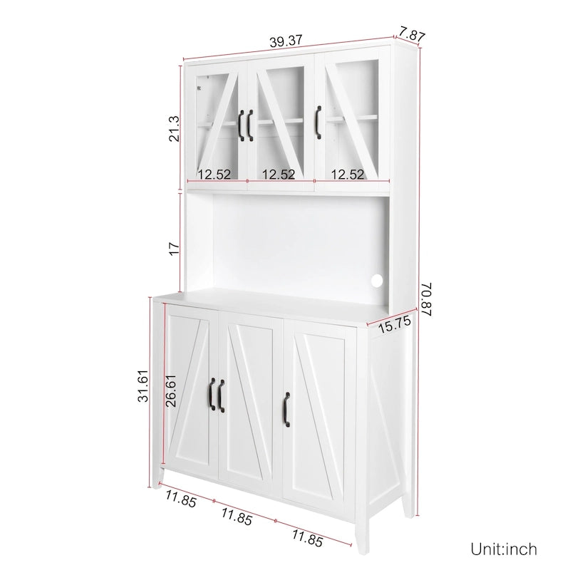 Armoire de rangement pour garde-manger avec portes vitrées - Non applicable