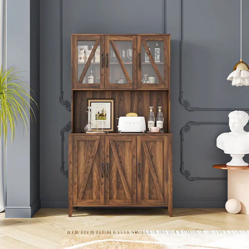 Armoire de rangement pour garde-manger avec portes vitrées - Non applicable
