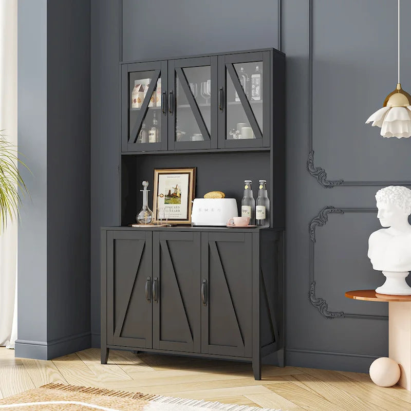 Armoire de rangement pour garde-manger avec portes vitrées - Non applicable