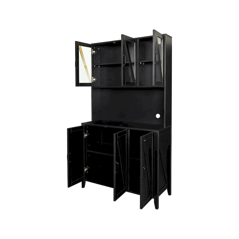 Armoire de rangement pour garde-manger avec portes vitrées - Non applicable