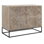 Buffet Parker 4 portes en bois de manguier sculpté de 107 cm (42 pouces) avec piètement en fer