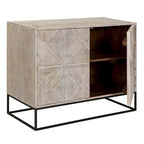 Buffet Parker 4 portes en bois de manguier sculpté de 107 cm (42 pouces) avec piètement en fer