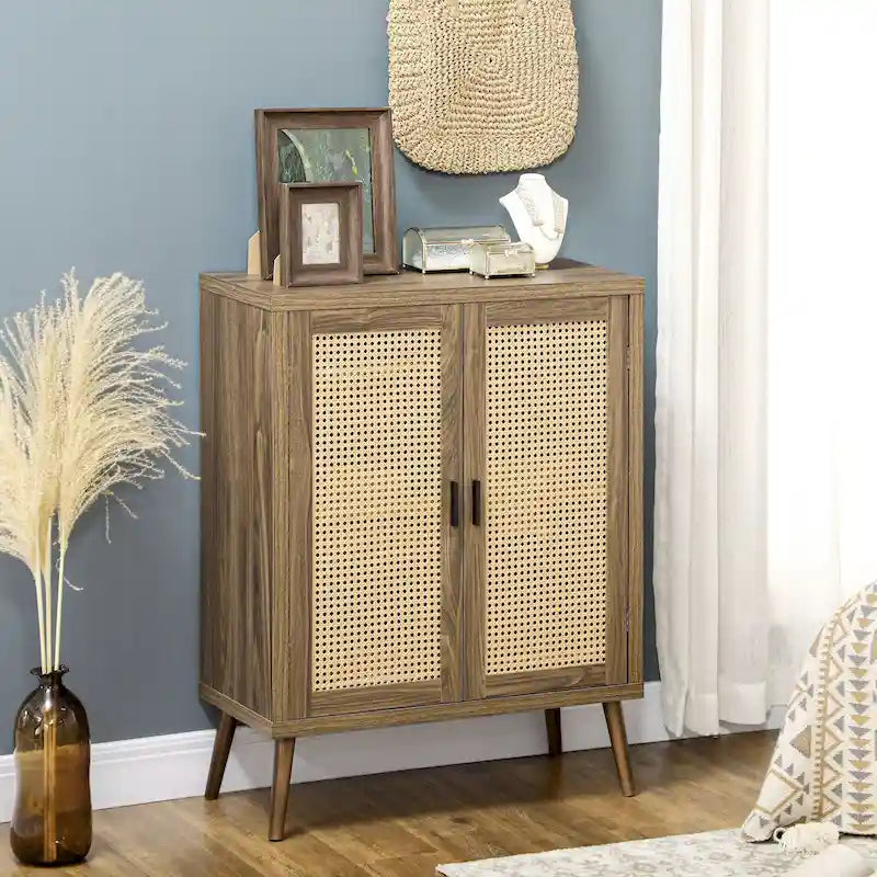 Buffet HOMCOM avec portes décorées en rotin