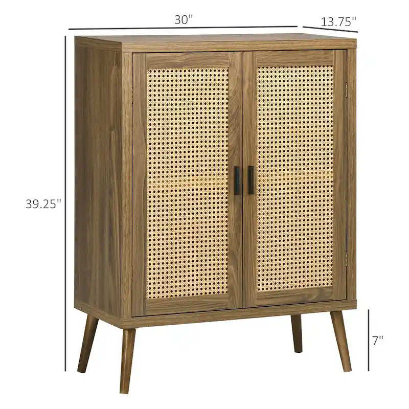 Buffet HOMCOM avec portes décorées en rotin