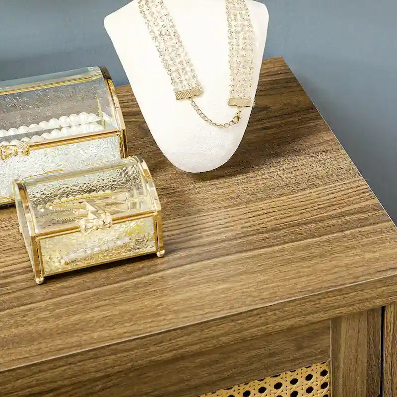 Buffet HOMCOM avec portes décorées en rotin