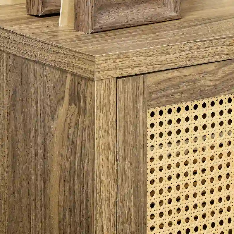 Buffet HOMCOM avec portes décorées en rotin