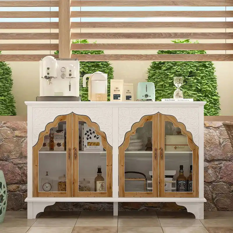 Meuble de salle de bain en bois sculpté, meuble d'appoint, buffet, verre acrylique