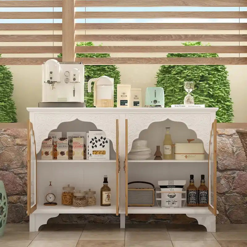 Meuble de salle de bain en bois sculpté, meuble d'appoint, buffet, verre acrylique