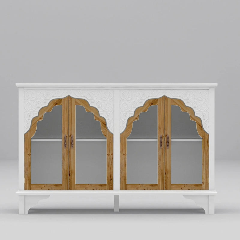 Meuble de salle de bain en bois sculpté, meuble d'appoint, buffet, verre acrylique