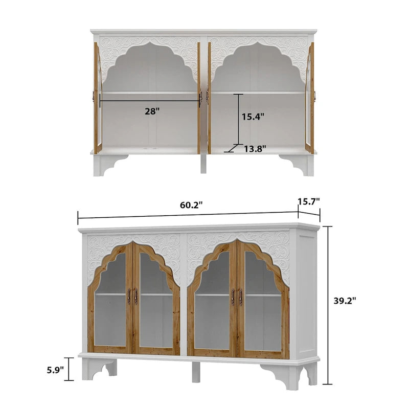 Meuble de salle de bain en bois sculpté, meuble d'appoint, buffet, verre acrylique