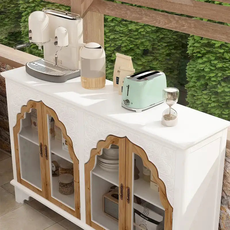 Meuble de salle de bain en bois sculpté, meuble d'appoint, buffet, verre acrylique