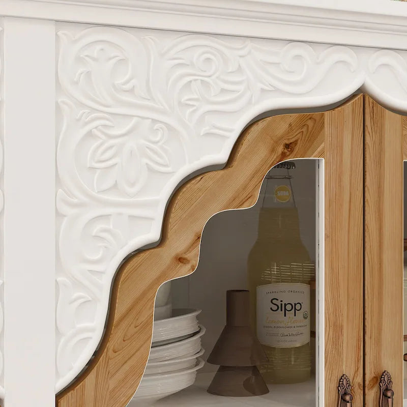Meuble de salle de bain en bois sculpté, meuble d'appoint, buffet, verre acrylique