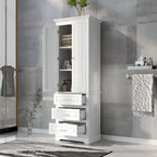 Armoire de rangement haute pour salle de bain avec trois tiroirs