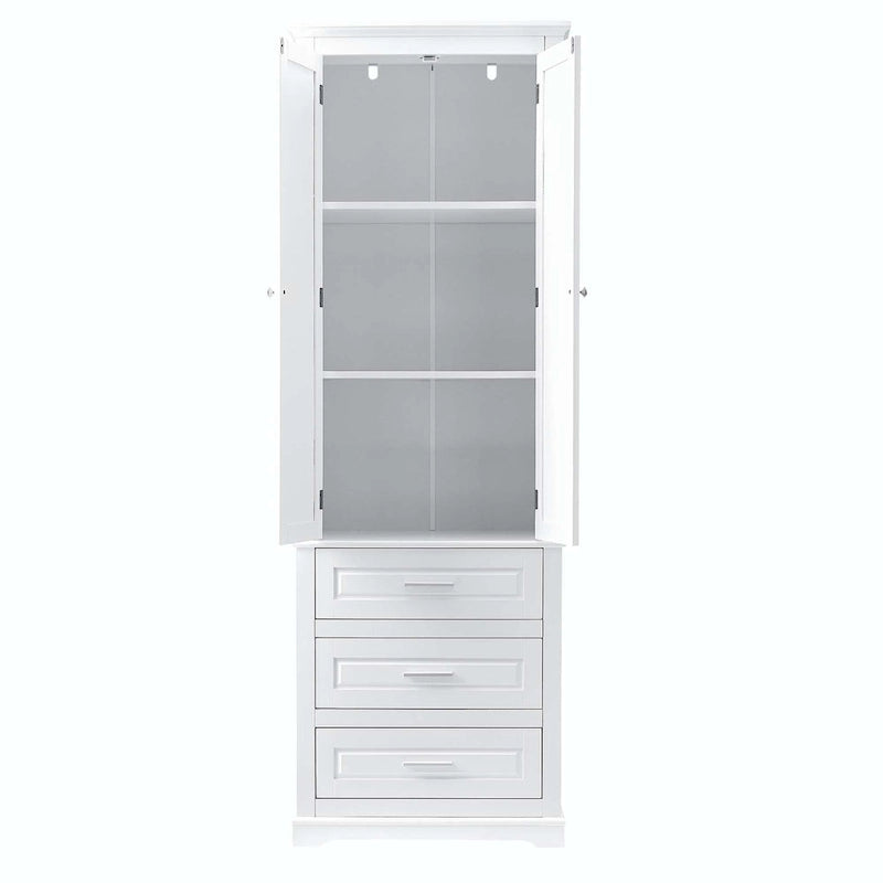 Armoire de rangement haute pour salle de bain avec trois tiroirs