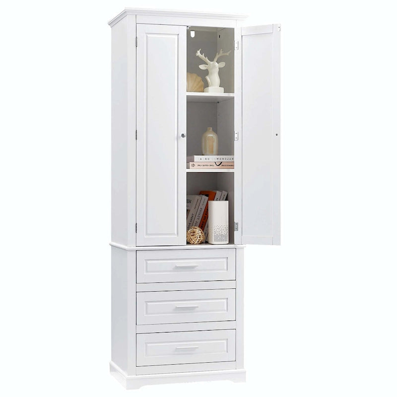 Armoire de rangement haute pour salle de bain avec trois tiroirs