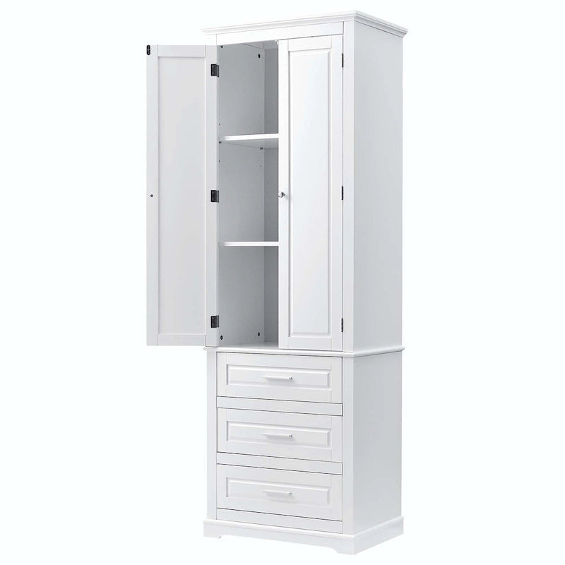 Armoire de rangement haute pour salle de bain avec trois tiroirs