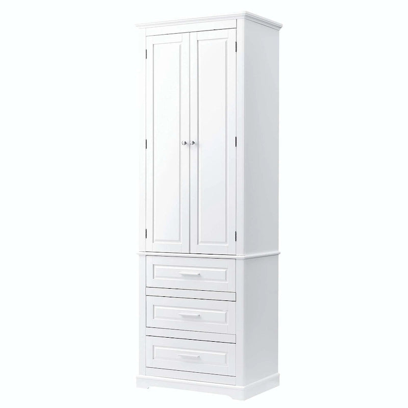 Armoire de rangement haute pour salle de bain avec trois tiroirs